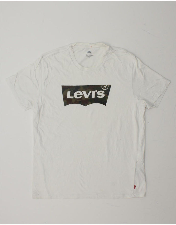 LEVI'S Mens Graphic T-Shirt Top Large White Cotton Vintage Levi's and Second-Hand Levi's from Messina Hembry 