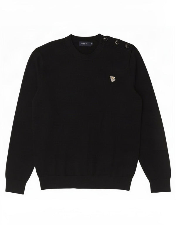 Мужской джемпер с круглым вырезом Paul Smith, большой черный хлопковый свитер