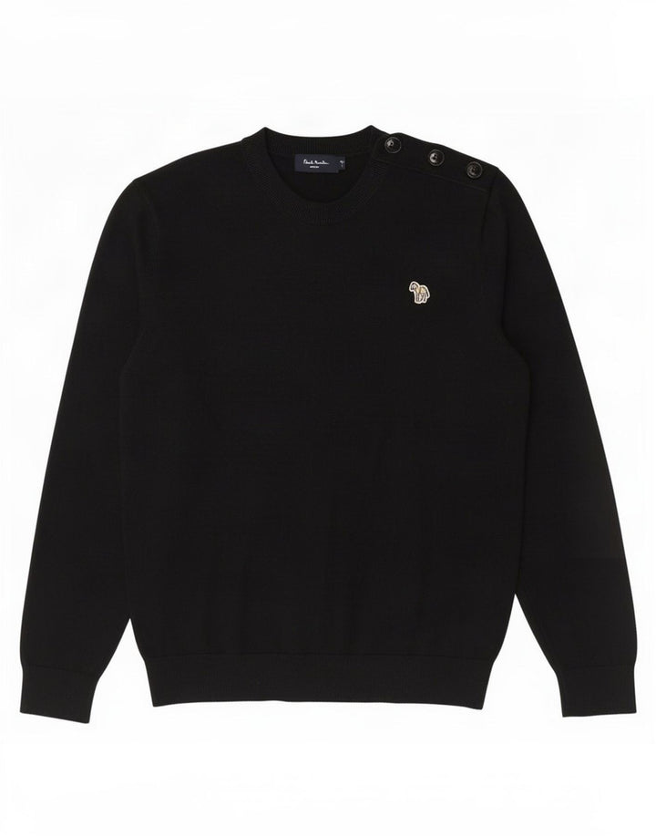 Мужской джемпер с круглым вырезом Paul Smith, большой черный хлопковый свитер