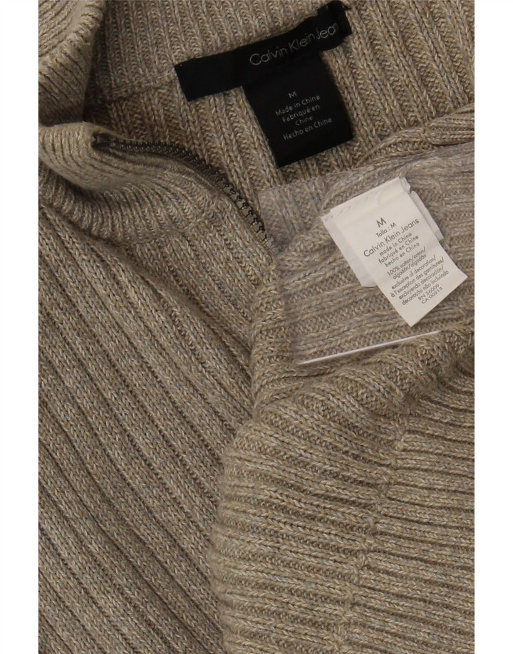 CALVIN KLEIN JEANS Мужской джемпер с воротником на молнии, средний бежевый в крапинку