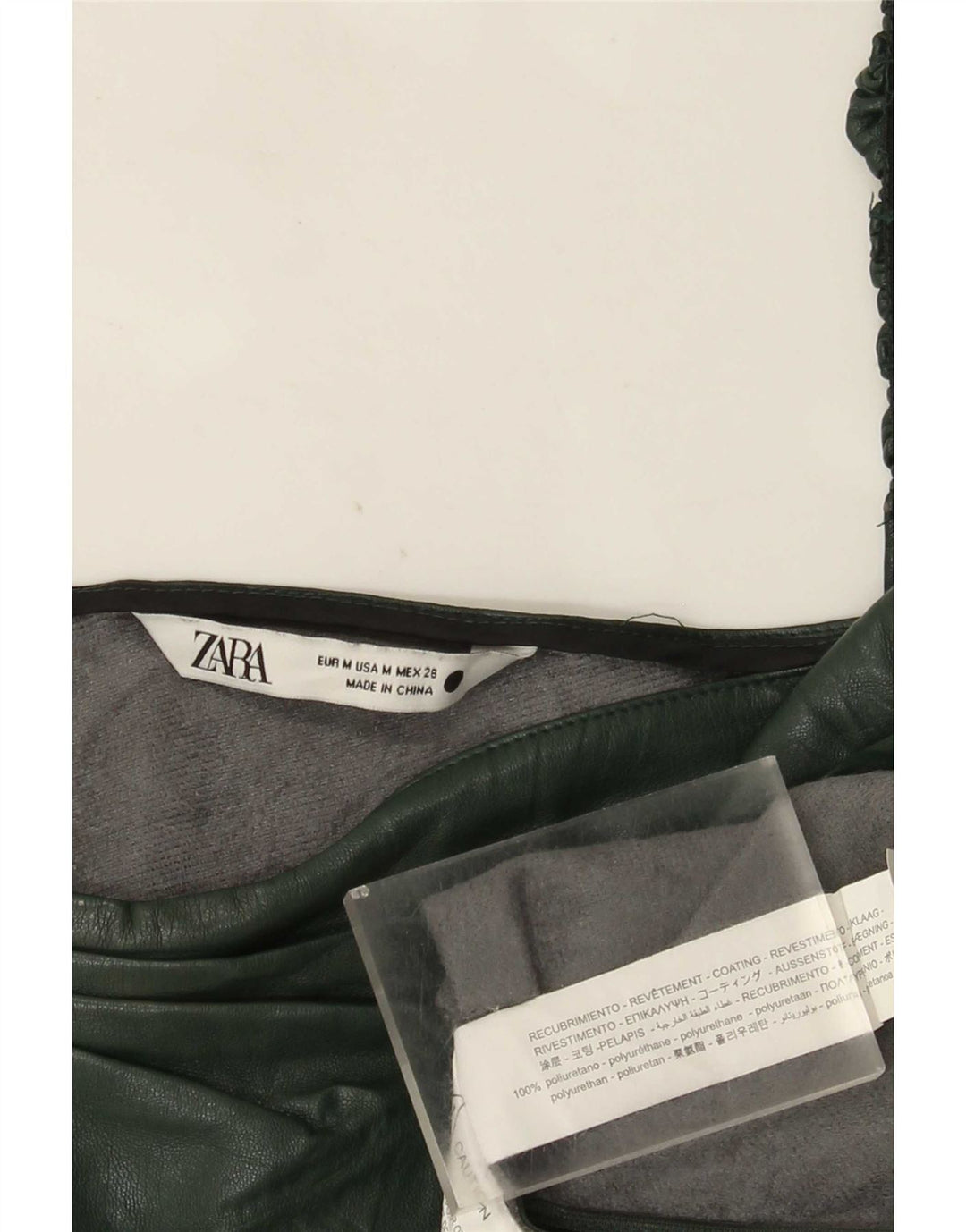 Женский топ на одно плечо из искусственной кожи Zara UK 12, средний зеленый полиуретан