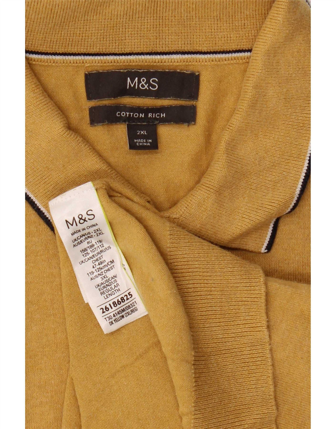 Мужская рубашка-поло Marks & Spencer 2XL, желтый хлопок