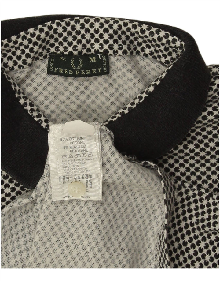 Женская рубашка поло FRED PERRY UK 12, средний темно-синий цветочный хлопок