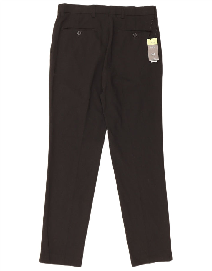 Мужские брюки-чиносы Marks & Spencer W32 L31 черные, полиэстер