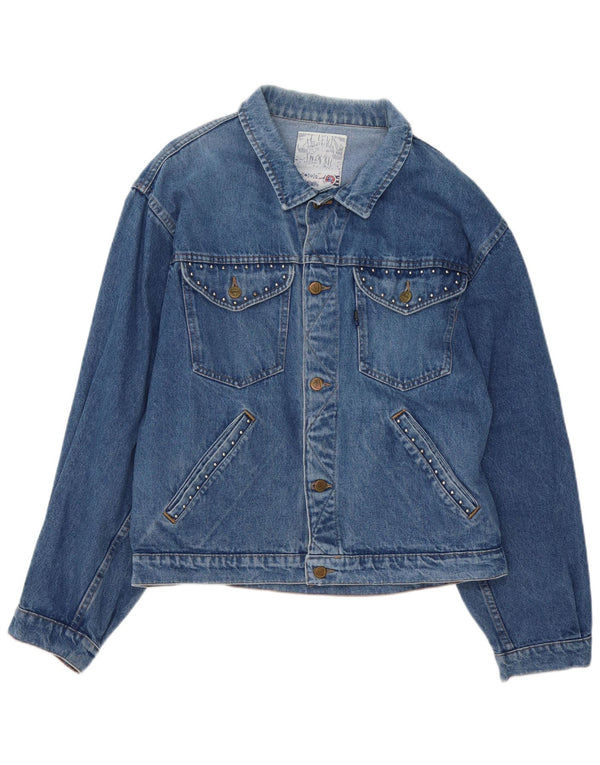Pooh Womens Denim Jacket EU 44 XL Blue Cotton