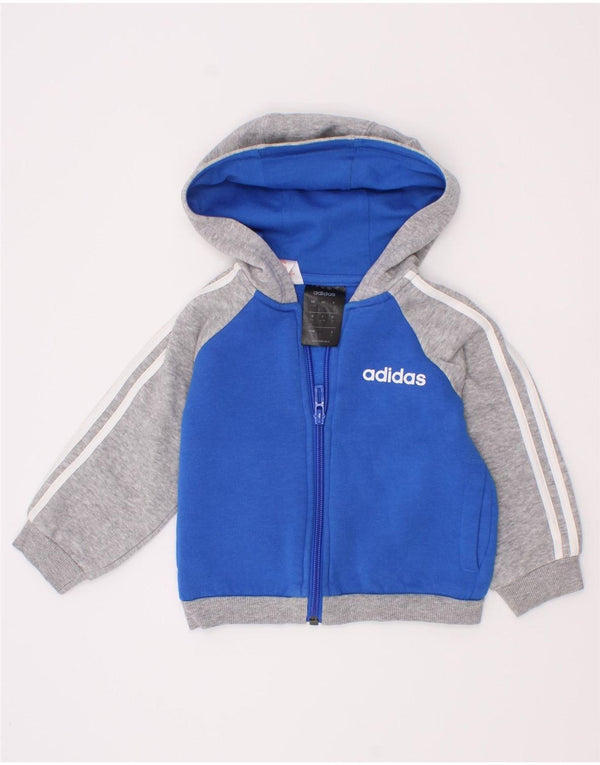 Свитер с капюшоном на молнии для мальчиков Adidas 6–9 месяцев, синий, хлопок с цветными блоками