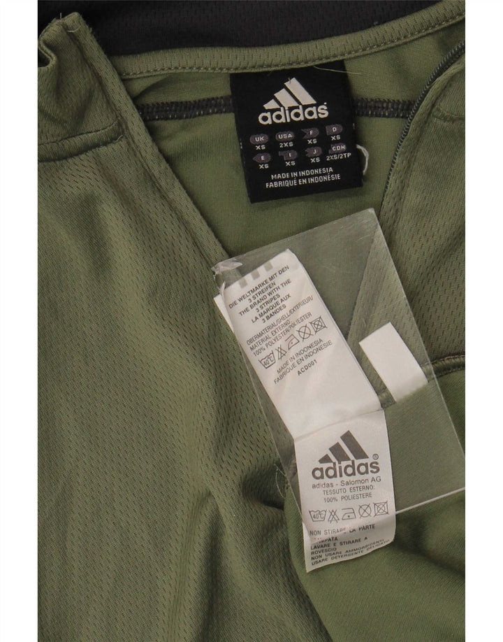 Adidas Мужской пуловер с воротником на молнии Спортивный костюм Top XS Хаки Полиэстер