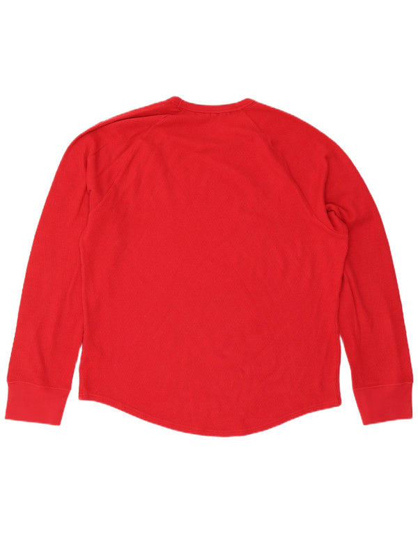 Мужской топ с рисунком Hollister, длинный рукав, XL, красный, хлопок с цветными блоками