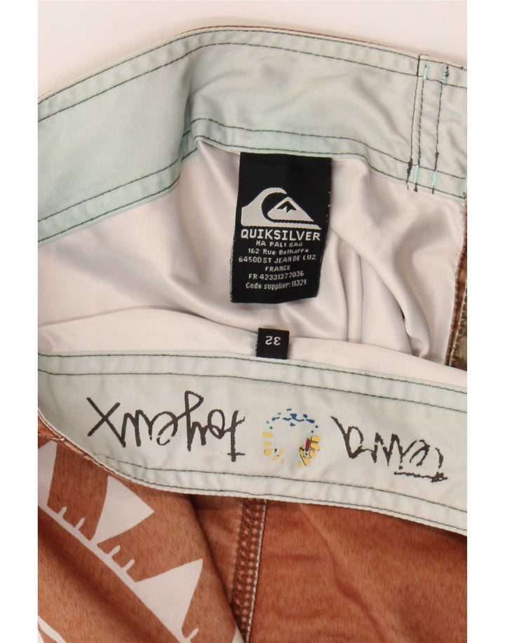 Мужские шорты для плавания Quiksilver с графическим рисунком, средний коричневый, полиэстер с геометрическим рисунком