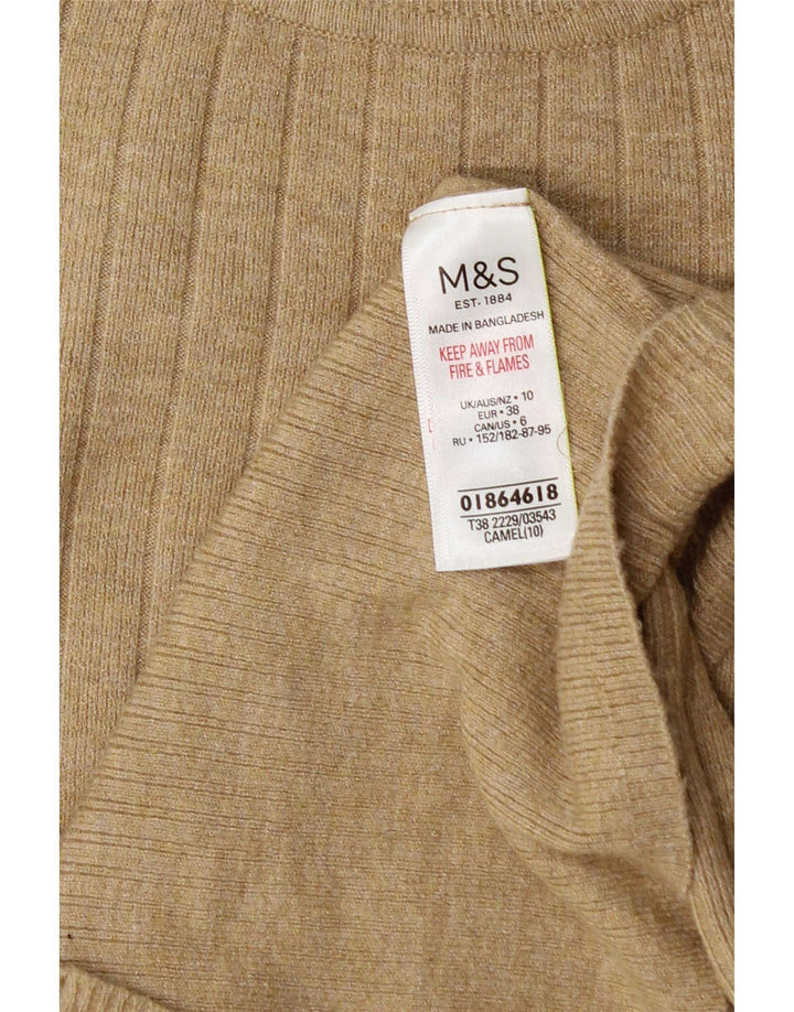 Женский джемпер с высоким воротником Marks & Spencer, Великобритания, 10, маленький, бежевый, вискоза