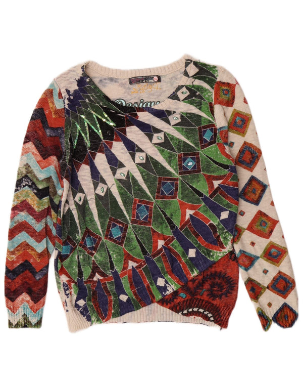 Женский джемпер с круглым вырезом Desigual, Великобритания, 18 XL, разноцветный, богемный