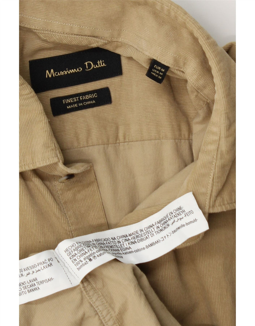 Мужская вельветовая рубашка Massimo Dutti среднего бежевого цвета, хлопок