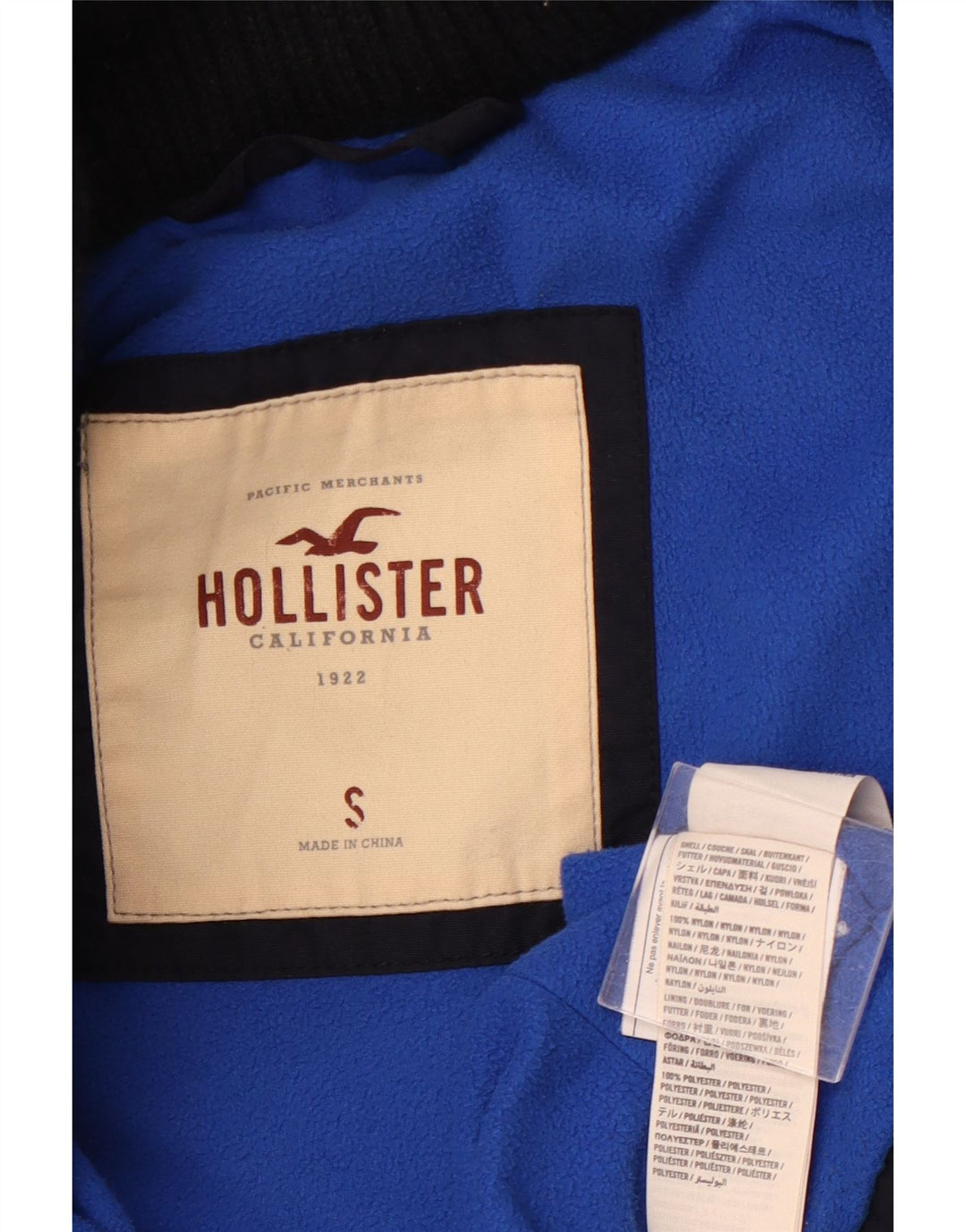 HOLLISTER Женская ветровка с капюшоном UK 10, маленькая, темно-синий, нейлон