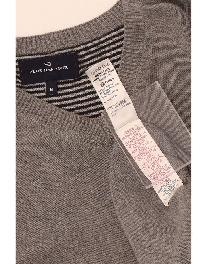 Мужской джемпер с v-образным вырезом Mark & Spencer Blue Harbour, хлопковый средний серый цвет