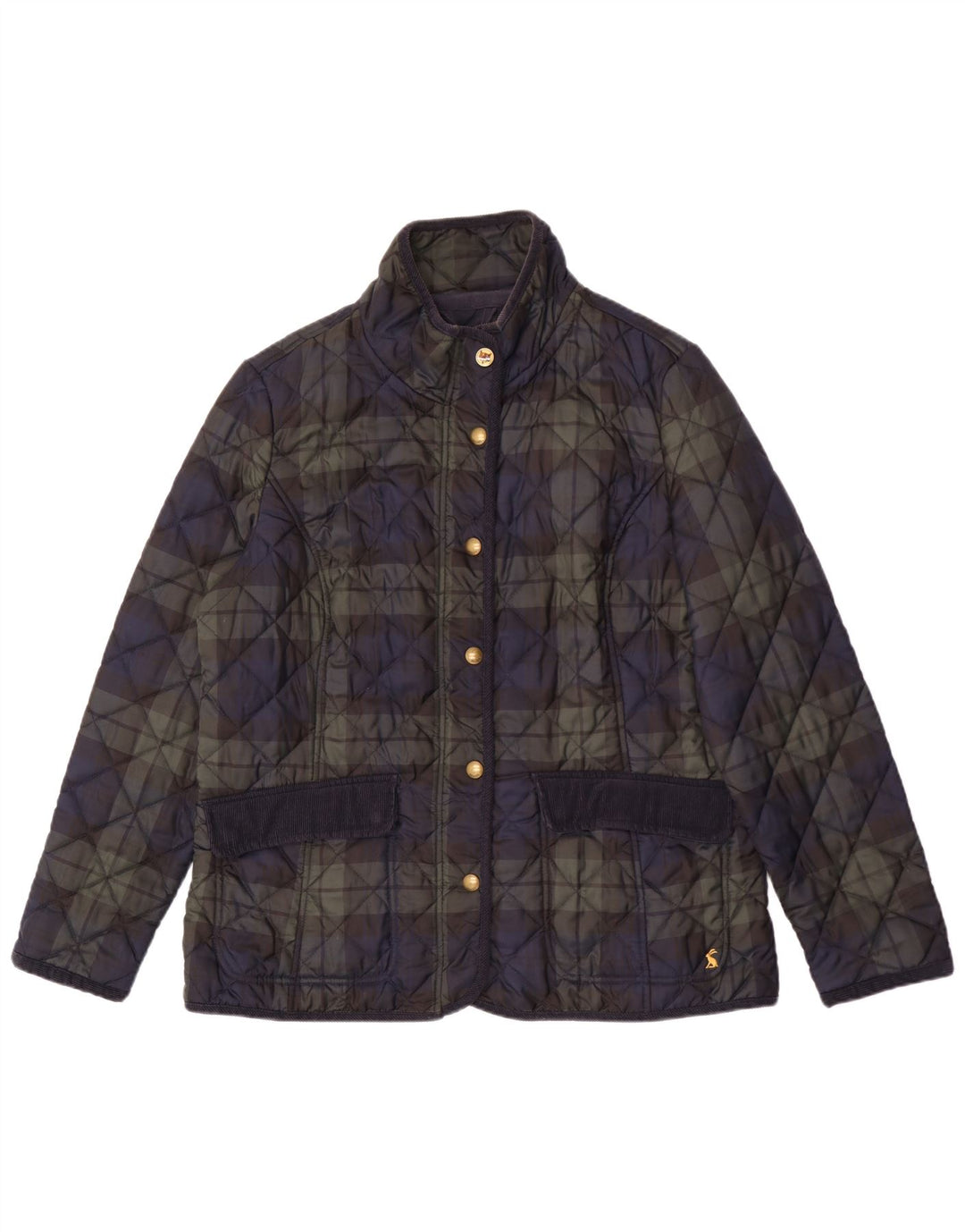 Женская стеганая куртка Joules UK 18 XL Темно-синяя клетка из полиэстера