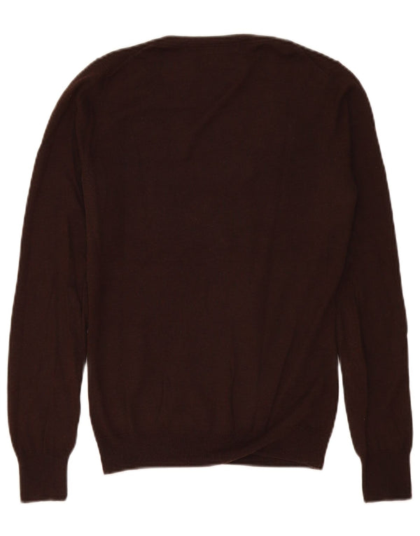 Женский джемпер с v-образным вырезом Massimo Dutti UK 10, маленький коричневый шелковый