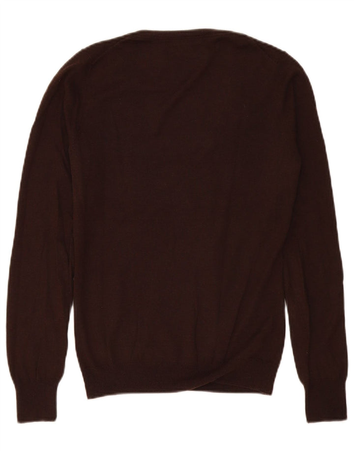 Женский джемпер с v-образным вырезом Massimo Dutti UK 10, маленький коричневый шелковый