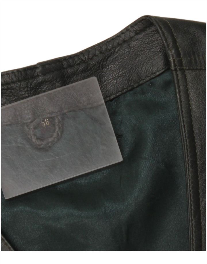 VINTAGE Мужской кожаный жилет IT 56 2XL Кожа цвета хаки