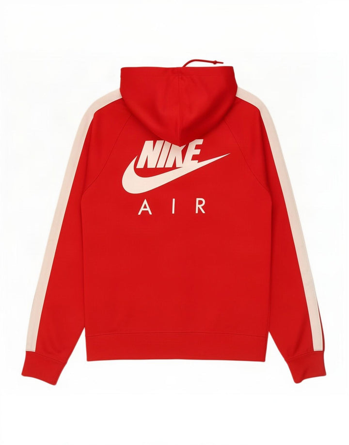 Мужской свитер с капюшоном на молнии с графическим рисунком Nike, маленький красный полиэстер с цветными блоками