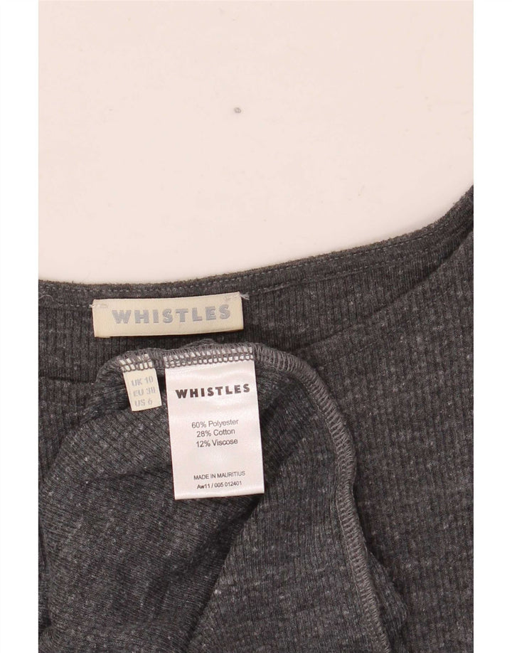 Женское облегающее платье с длинными рукавами Whistles UK 10, маленький серый полиэстер