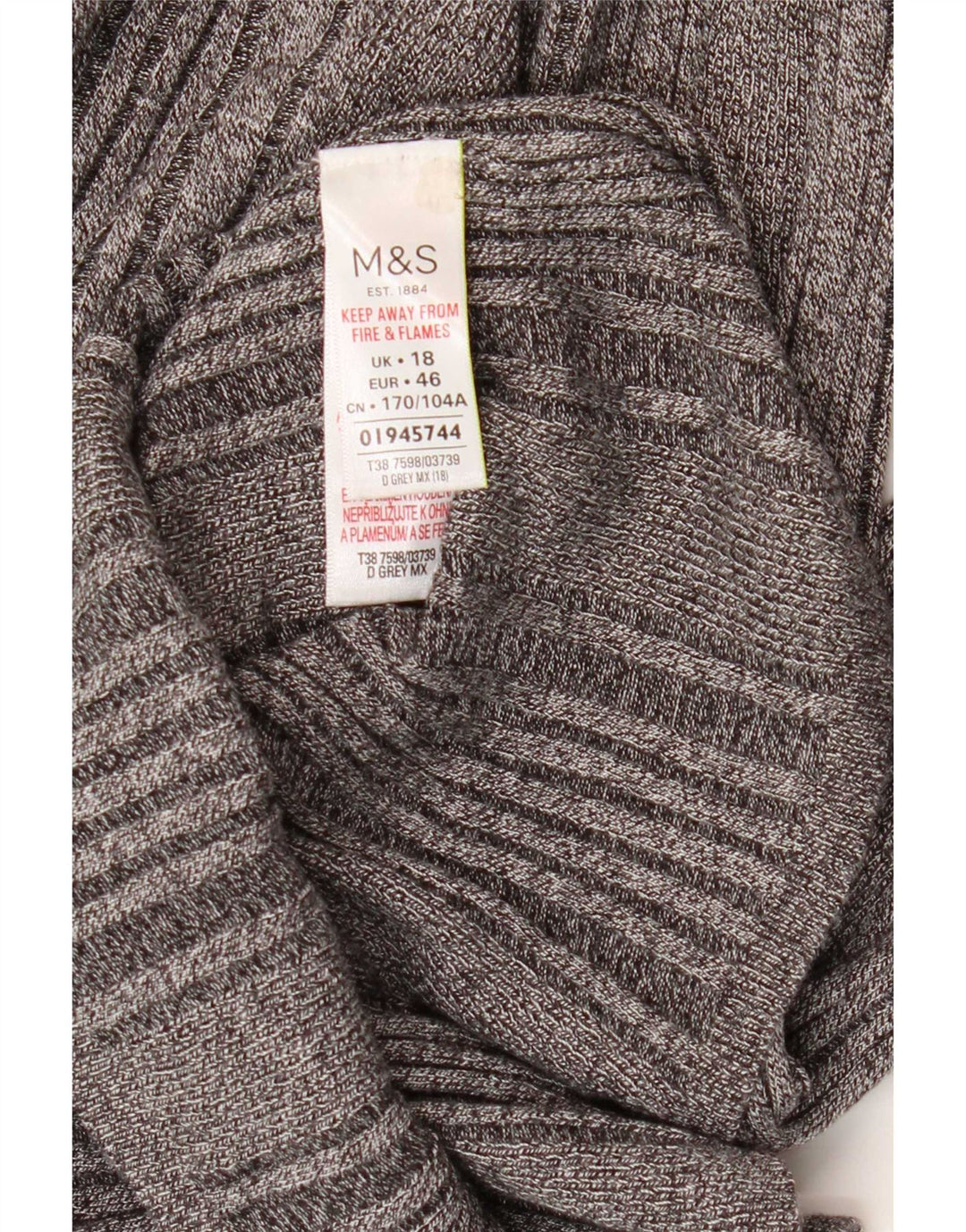 Женский топ с длинным рукавом Marks & Spencer UK 18 XL Серый вискоза
