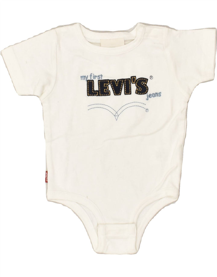 LEVI'S Baby Boys Graphic Bodysuit 3-6 Months White Cotton | Vintage Levi's | Thrift | Second-Hand Levi's | Used Clothing | Messina Hembry 