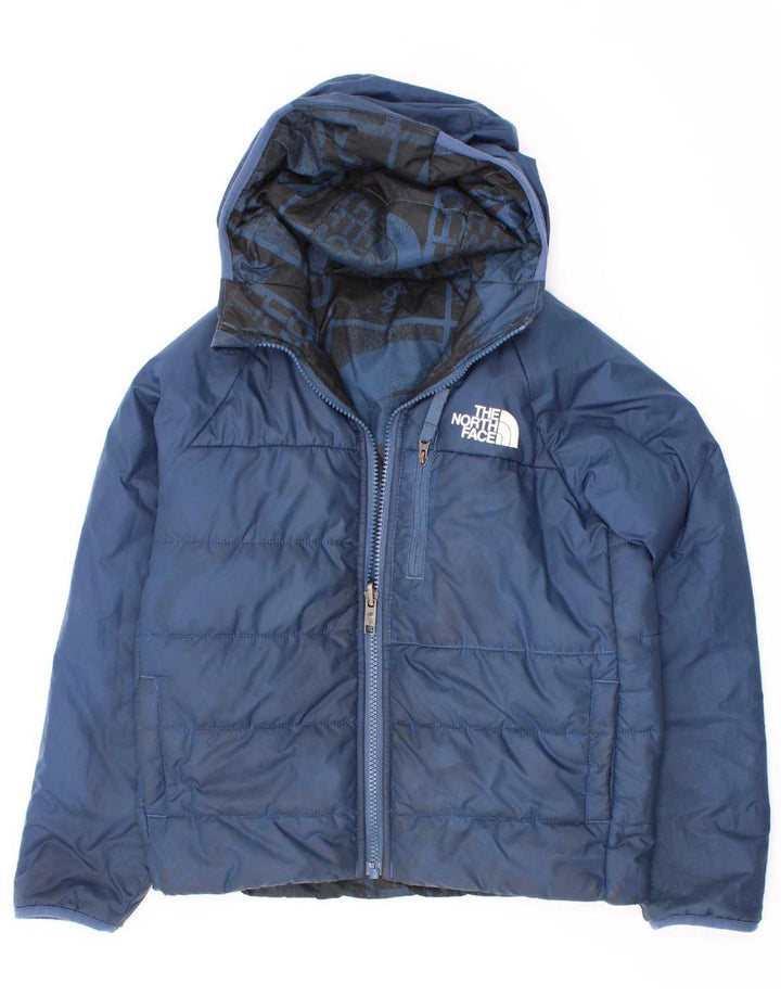Двусторонняя стеганая куртка с графическим рисунком для мальчиков The North Face, 7–8 лет, маленькая синяя