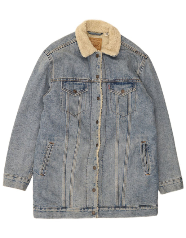 Женская джинсовая куртка шерпа Levi's UK 38, средний синий хлопок
