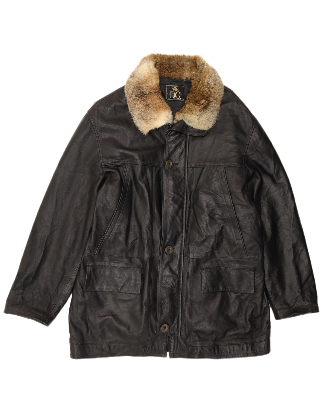 Винтажная мужская кожаная куртка UK 42 XL, черная кожа