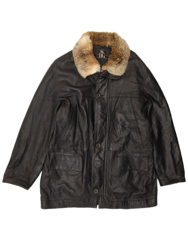 Винтажная мужская кожаная куртка UK 42 XL, черная кожа