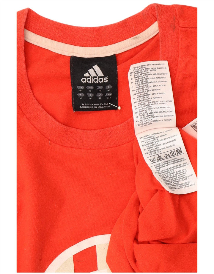 ADIDAS Мужской топ с рисунком, длинный рукав, средний красный, хлопок с цветными блоками