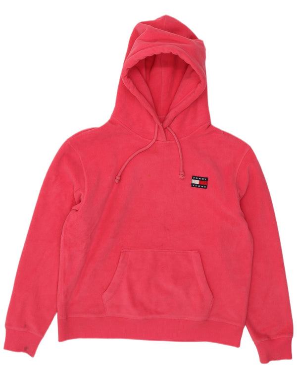 Tommy Hilfiger Женский флисовый джемпер свободного кроя с капюшоном UK 14 Средний розовый