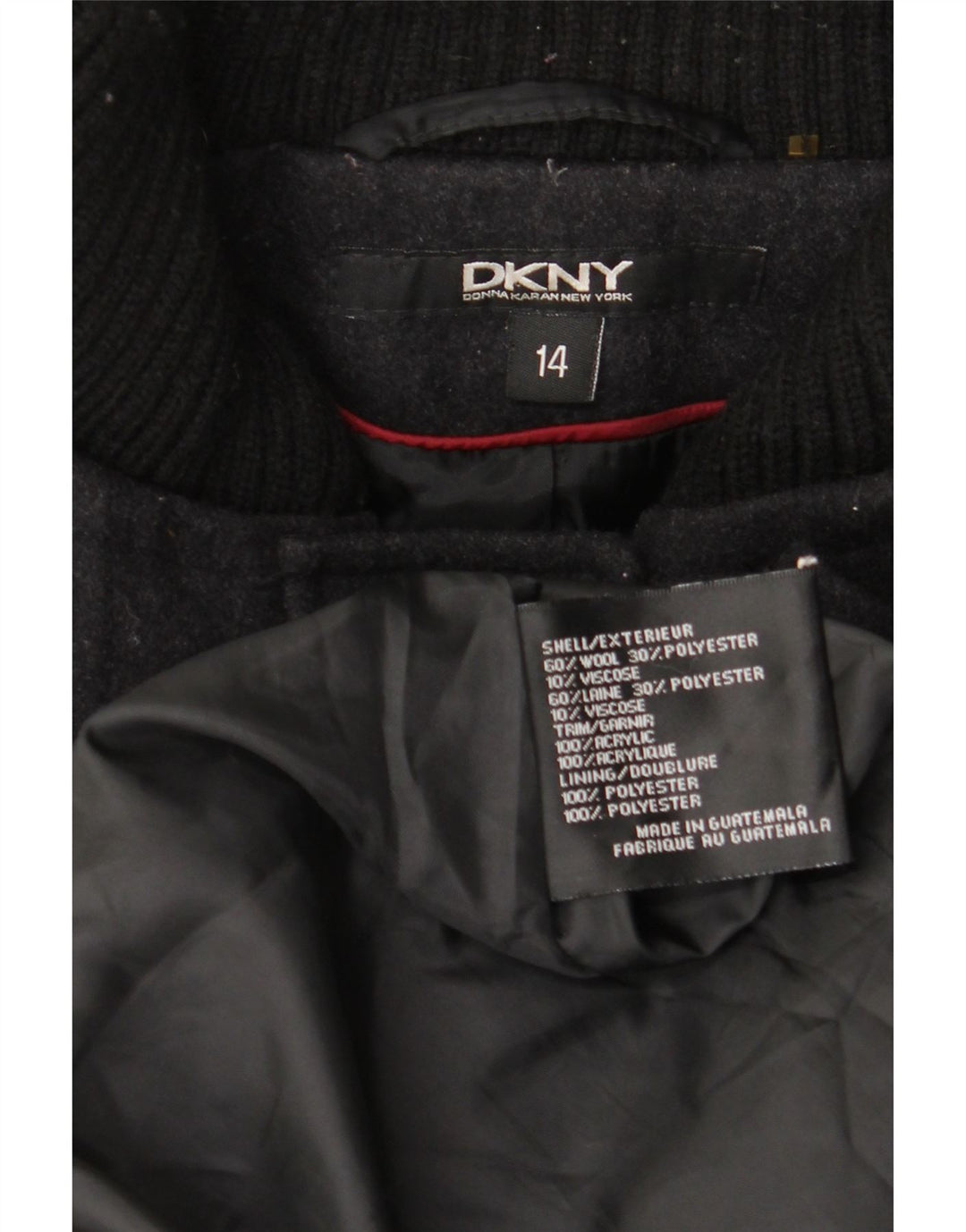 Женское пальто с капюшоном Dkny, США 14, XL, серое, шерстяное