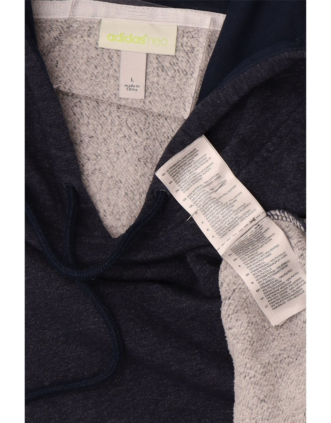 Мужской джемпер с капюшоном ADIDAS Neo Graphic, большой размер, темно-синий, хлопок