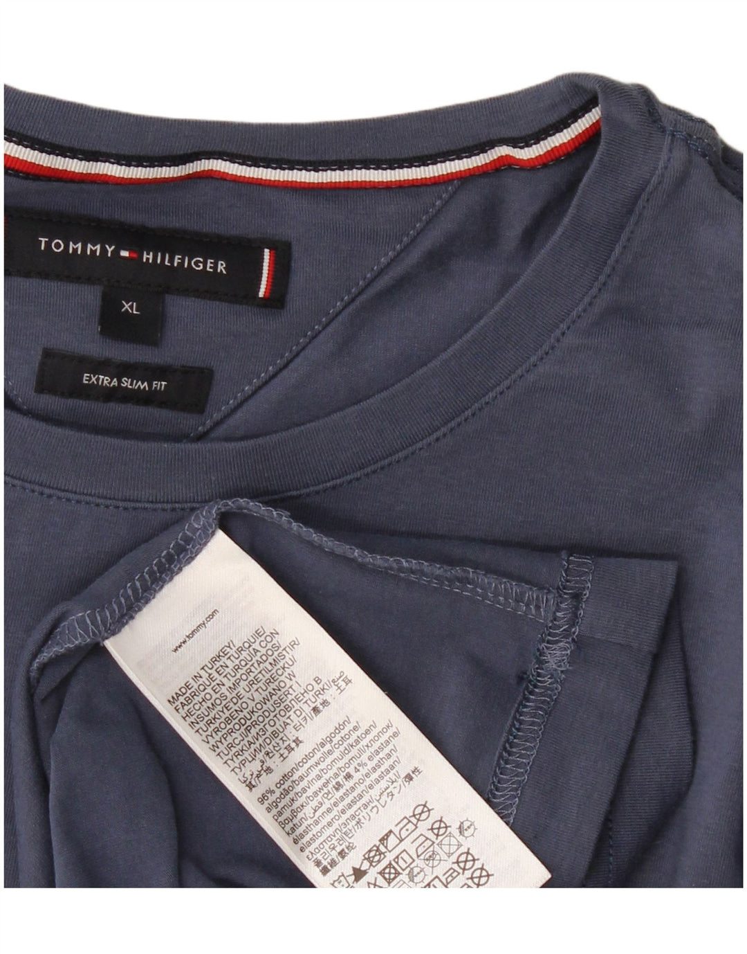 TOMMY HILFIGER Мужская очень тонкая футболка Top XL Темно-синий хлопок