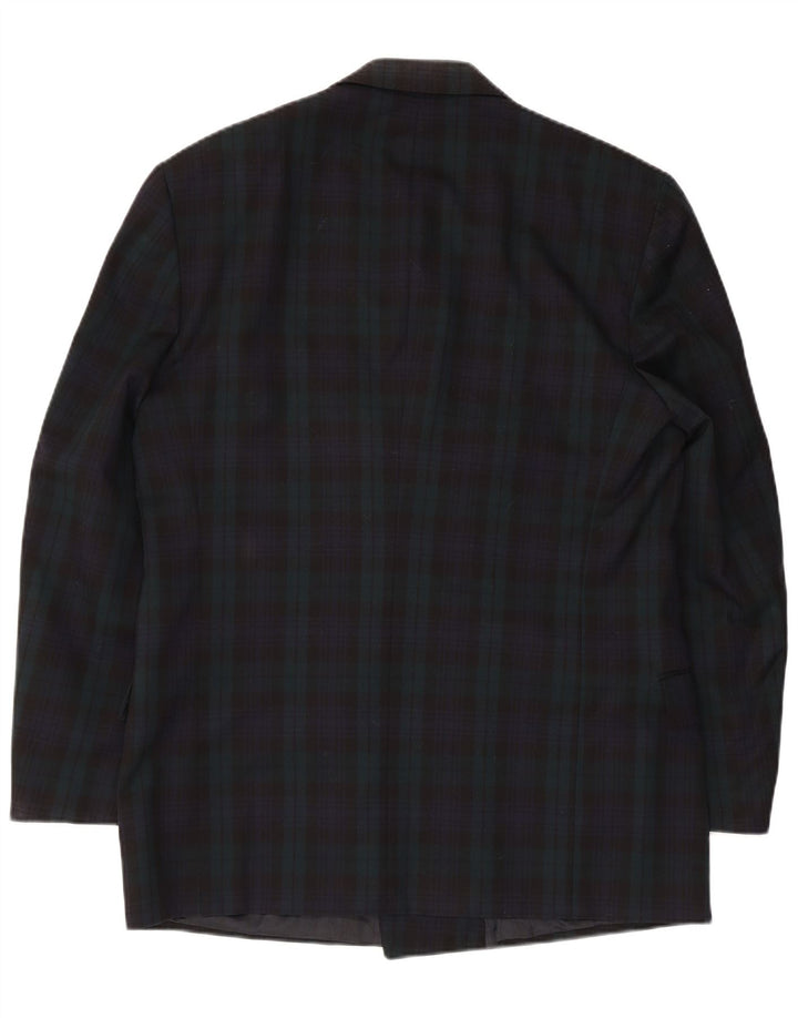 Jaeger Мужской двубортный пиджак IT 52 XL Темно-синий в клетку Шерсть