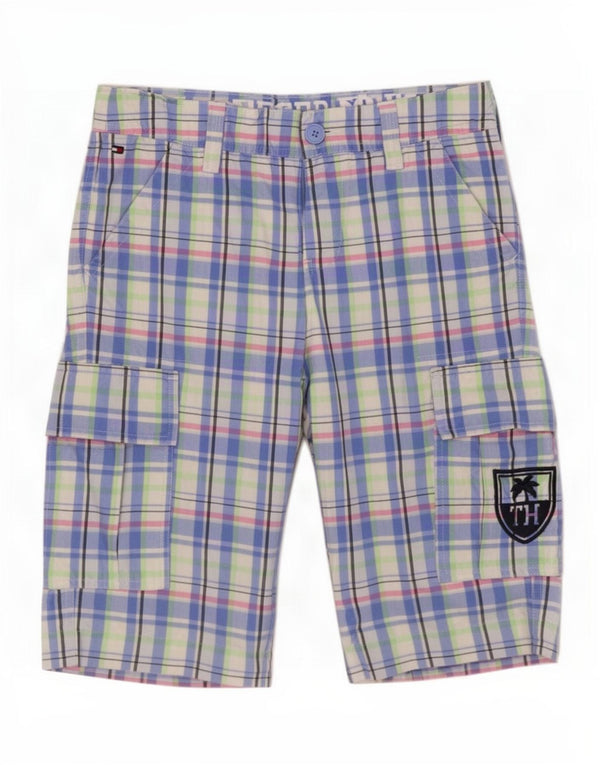 Tommy Hilfiger Шорты-карго для мальчиков 13–14 лет W28, хлопок в синюю клетку