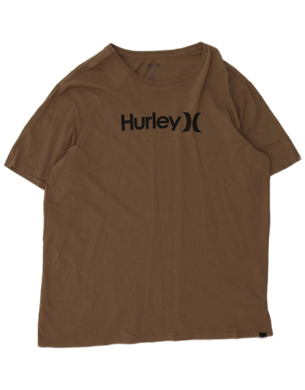 Мужская футболка с рисунком Hurley, топ XL, цвет хаки, хлопок