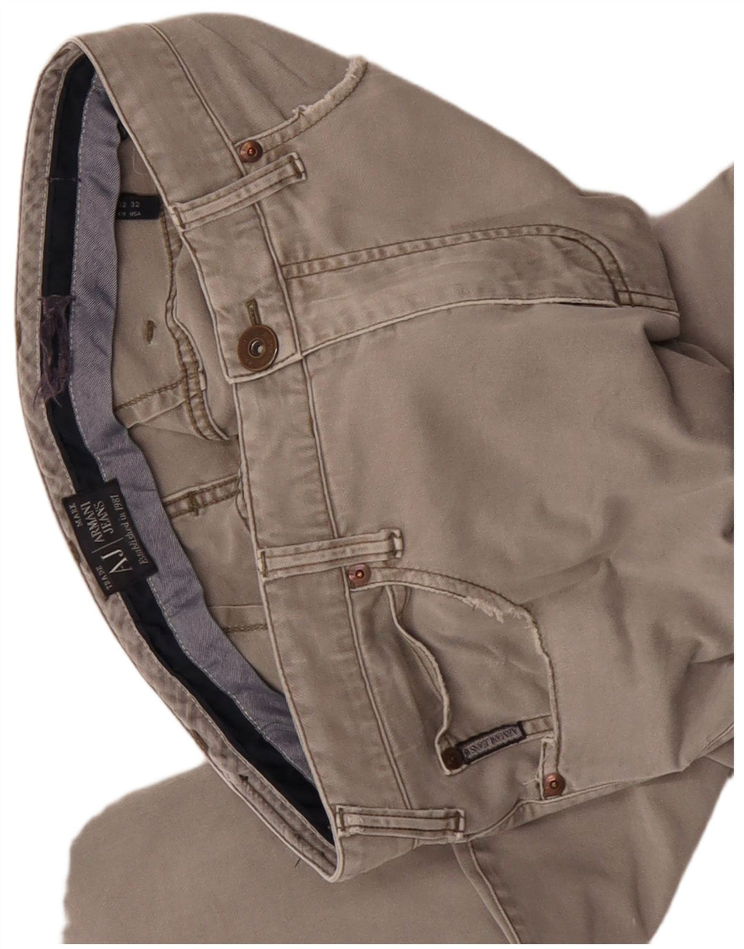 ARMANI Мужские прямые повседневные брюки W32 L30 Серые хлопковые