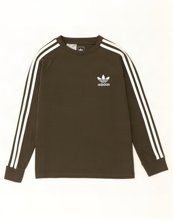 Adidas Топ с длинными рукавами для мальчиков 9-10 лет, цвет хаки, хлопок