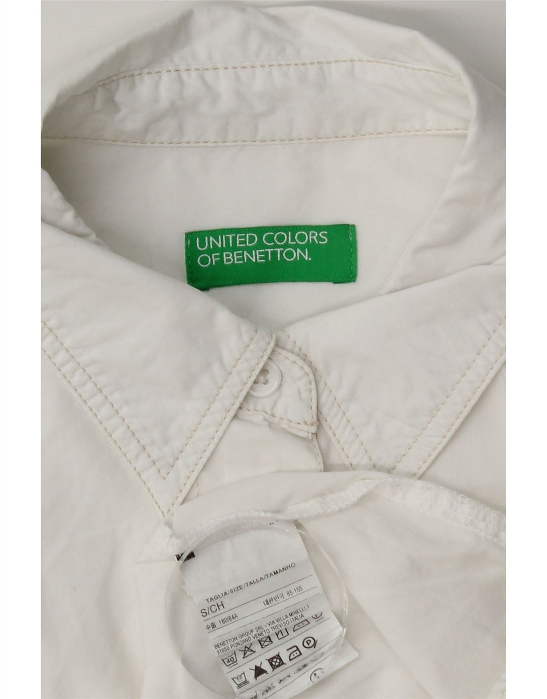 Женская рубашка оверсайз Benetton UK 10, маленькая, белый хлопок