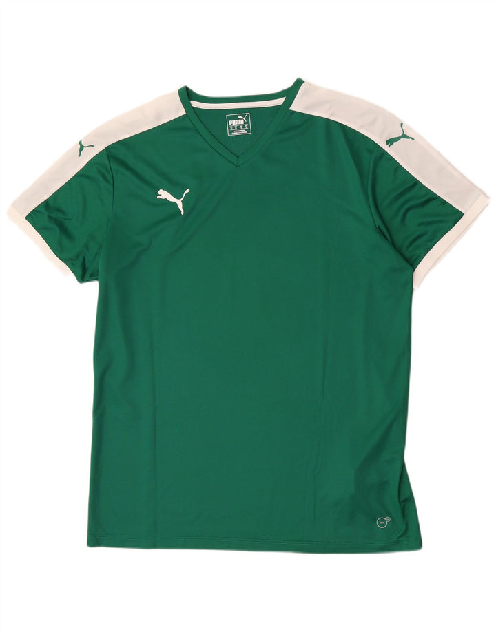 Мужская футболка Puma Top XL зеленая из полиэстера с цветными блоками