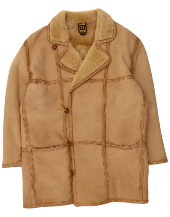 Мужское пальто из овчины Emanuel Ungaro UK 38 Medium Beige