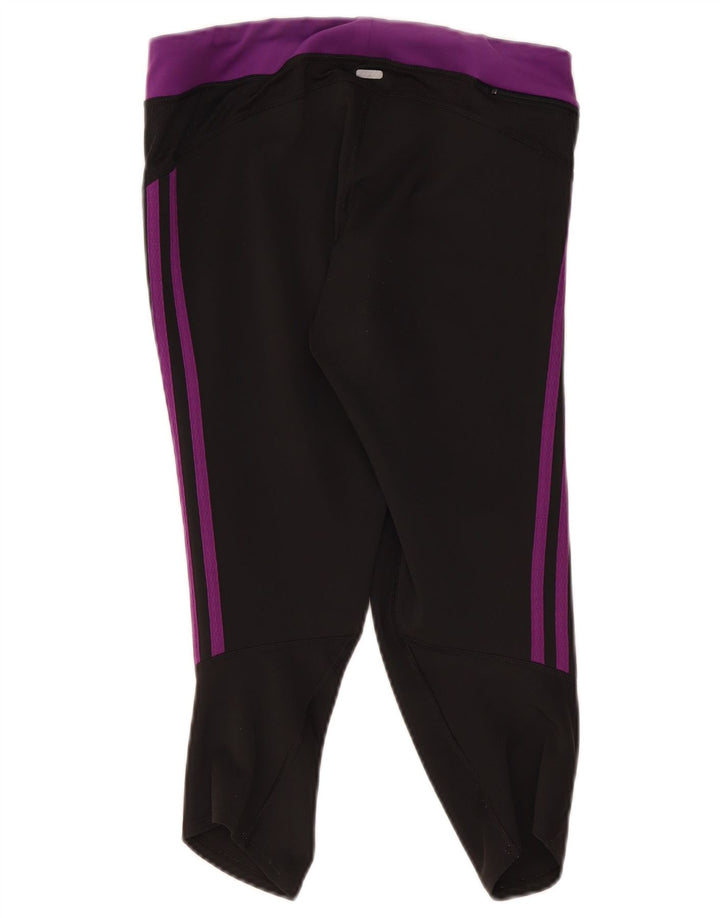 Женские леггинсы-капри Adidas Climalite UK 12, средние черные с цветными блоками