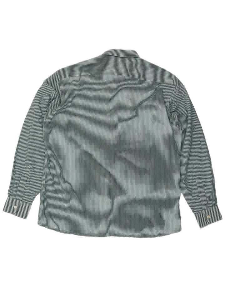 Мужская рубашка Pierre Cardin размер 43 XL синяя в тонкую полоску