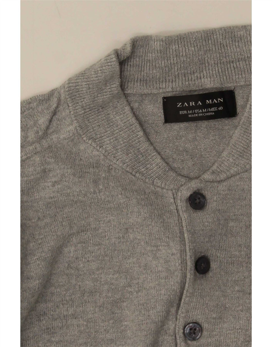 Zara Мужской свитер с коротким рукавом и пуговицами, средний серый