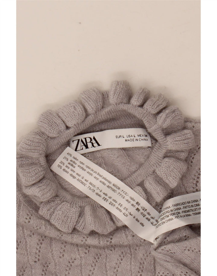 Женский укороченный джемпер с высоким воротником ZARA, Великобритания, 14, большой фиолетовый нейлон