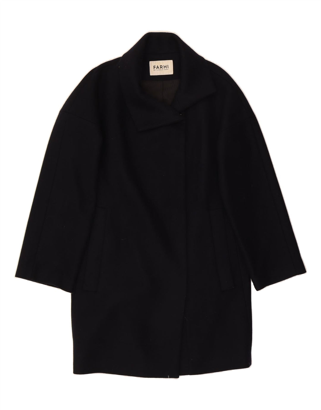 FARHI Womens Oversized Overcoat UK 10 Small Navy Blue Wool Vintage Farhi and Second-Hand Farhi from Messina Hembry 