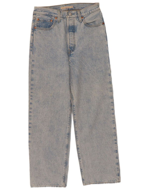 Женские прямые джинсы Levi's Ribcage с высокой талией кислотной стирки W27 L26 синие