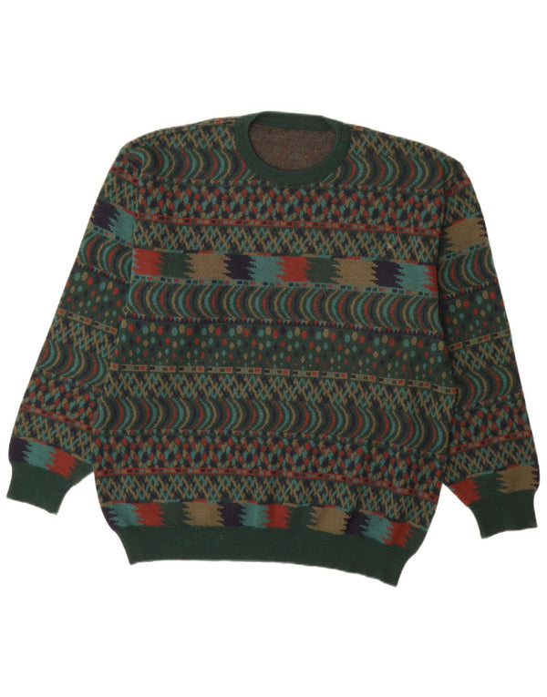 Мужской джемпер с круглым вырезом VINTAGE IT 54 XL, зеленый шерсть Fair Isle